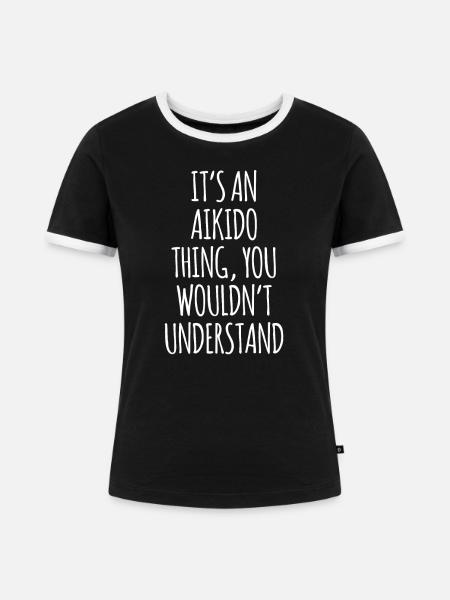 Aikido - Frauen Kontrast-T-Shirt - Schwarz/Weiß