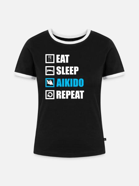 Aikido - Frauen Kontrast-T-Shirt - Schwarz/Weiß