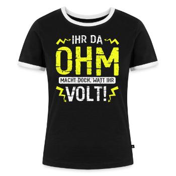 Elektriker Elektroniker Elektronik · Watt Volt - Frauen Kontrast-T-Shirt - Schwarz/Weiß - Vorne - Selfina (174cm)