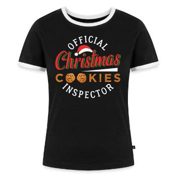 Official Christmas Cookies Inspector - Frauen Kontrast-T-Shirt - Schwarz/Weiß - Vorne - Selfina (174cm)