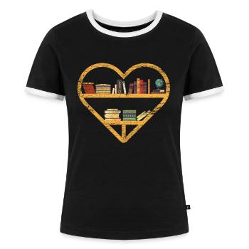 Lesen Bibliothek - Frauen Kontrast-T-Shirt - Schwarz/Weiß - Vorne - Selfina (174cm)