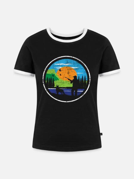 Jagdhund Jagd - Frauen Kontrast-T-Shirt - Schwarz/Weiß