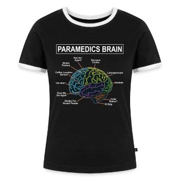 Sanitäter Gedanken - Frauen Kontrast-T-Shirt - Schwarz/Weiß - Vorne - Selfina (174cm)