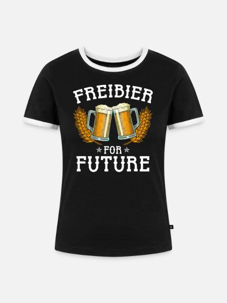 Freibier for future - Frauen Kontrast-T-Shirt - Schwarz/Weiß