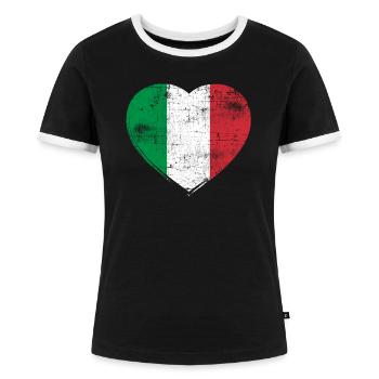Italien Herz - Frauen Kontrast-T-Shirt - Schwarz/Weiß - Vorne - Selfina (174cm)