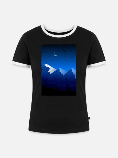 Gebirge - Frauen Kontrast-T-Shirt - Schwarz/Weiß