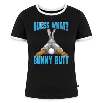 Kanikel Hase Kawaii Kaninchen Rammler Geschenk - Frauen Kontrast-T-Shirt - Schwarz/Weiß - Vorne - Selfina (174cm)