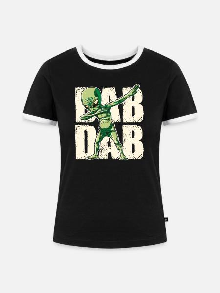 Dabbing Alien Dab Dab - Frauen Kontrast-T-Shirt - Schwarz/Weiß