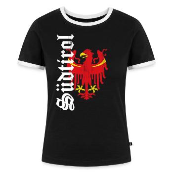 Südtirol - Frauen Kontrast-T-Shirt - Schwarz/Weiß - Vorne - Selfina (174cm)