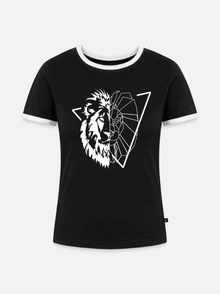 Löwenkopf - Frauen Kontrast-T-Shirt - Schwarz/Weiß