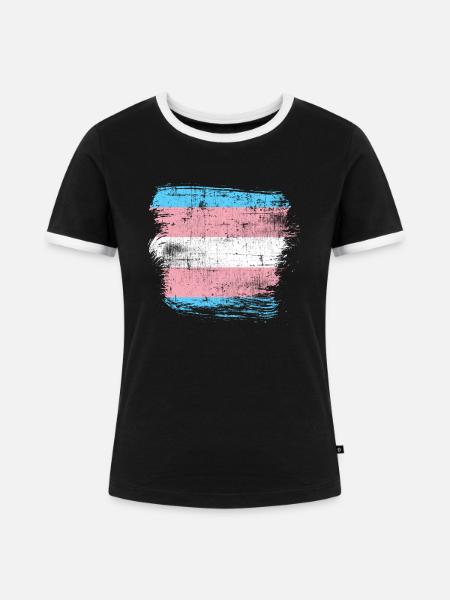 Transgender Flagge - Frauen Kontrast-T-Shirt - Schwarz/Weiß