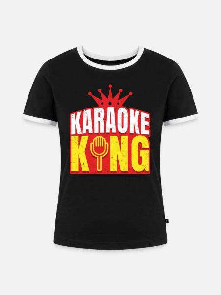 Karaoke King - Frauen Kontrast-T-Shirt - Schwarz/Weiß