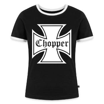 Eisernes Kreuz Chopper Iron Cross - Frauen Kontrast-T-Shirt - Schwarz/Weiß - Vorne - Selfina (174cm)
