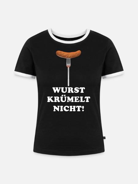 Wurst krümelt nicht! - Frauen Kontrast-T-Shirt - Schwarz/Weiß