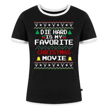 Sterben Sie stark ist mein Lieblingsweihnachtsfilm-T-Stück - Frauen Kontrast-T-Shirt - Schwarz/Weiß - Vorne - Selfina (174cm)