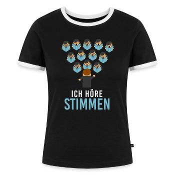 Ich Höre Stimmen Chor Chorleiter Dirigent Sänger - Frauen Kontrast-T-Shirt - Schwarz/Weiß - Vorne - Selfina (174cm)