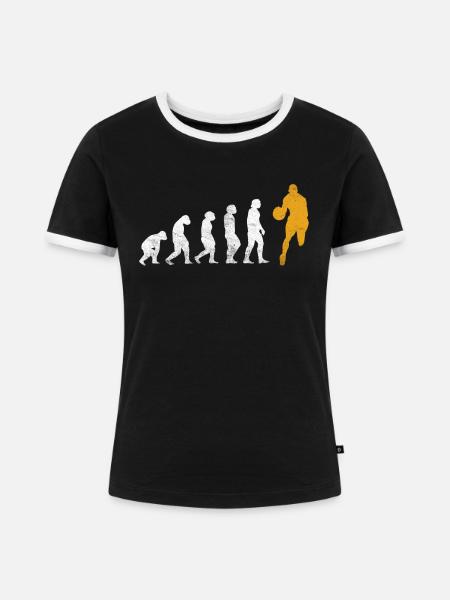 Basketball Evolution - Frauen Kontrast-T-Shirt - Schwarz/Weiß