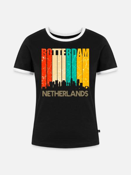 Rotterdam - Frauen Kontrast-T-Shirt - Schwarz/Weiß