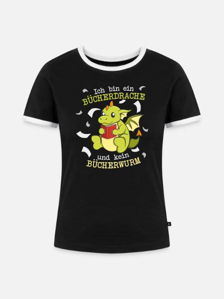 Bücherwurm Geschenk - Frauen Kontrast-T-Shirt - Schwarz/Weiß