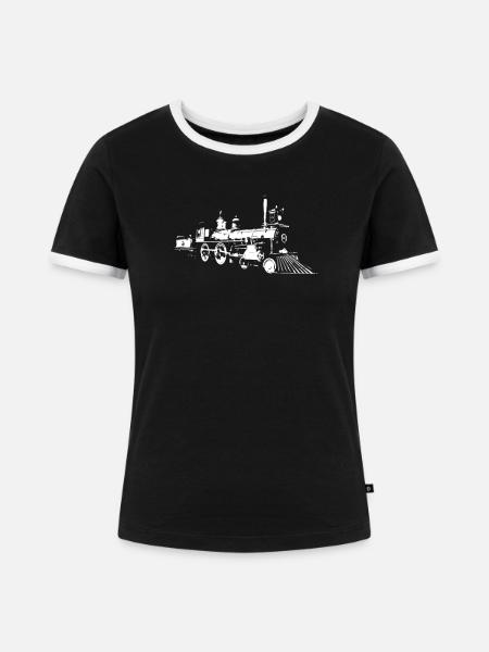 Modelleisenbahn - Frauen Kontrast-T-Shirt - Schwarz/Weiß
