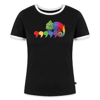 Chamäleon Komma - Frauen Kontrast-T-Shirt - Schwarz/Weiß - Vorne - Selfina (174cm)