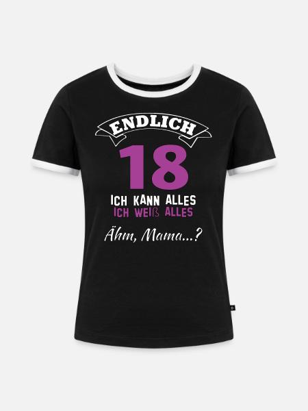 Endlich 18 - Frauen Kontrast-T-Shirt - Schwarz/Weiß