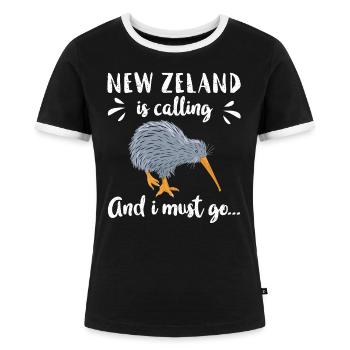 Neuseeland Kiwi - Frauen Kontrast-T-Shirt - Schwarz/Weiß - Vorne - Selfina (174cm)