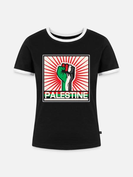 Palästina - Frauen Kontrast-T-Shirt - Schwarz/Weiß
