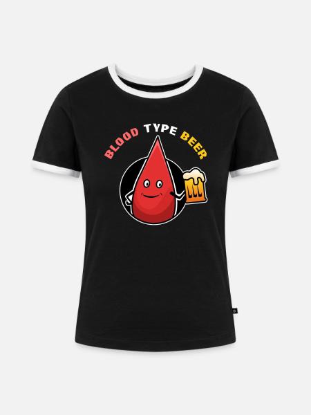 Bluttropfen Blutgruppe Bier - Frauen Kontrast-T-Shirt - Schwarz/Weiß