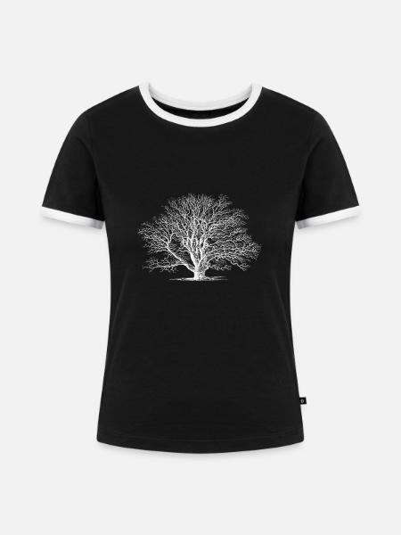 Baum Tree - Frauen Kontrast-T-Shirt - Schwarz/Weiß