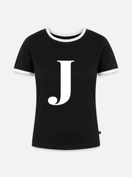 J Letter - Frauen Kontrast-T-Shirt - Schwarz/Weiß