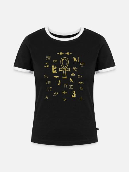 Ägypten Hieroglyphe - Frauen Kontrast-T-Shirt - Schwarz/Weiß