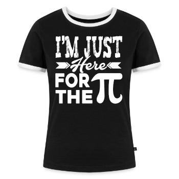Pi Day Ich bin nur für den Pi da - Frauen Kontrast-T-Shirt - Schwarz/Weiß - Vorne - Selfina (174cm)