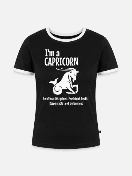 Ich bin ein Steinbock - Frauen Kontrast-T-Shirt - Schwarz/Weiß