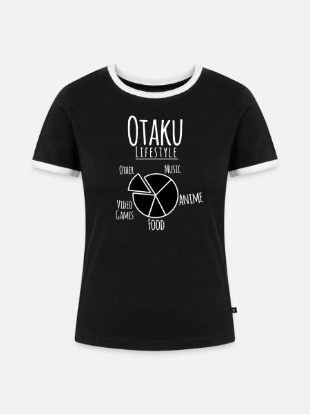 Anime - Frauen Kontrast-T-Shirt - Schwarz/Weiß