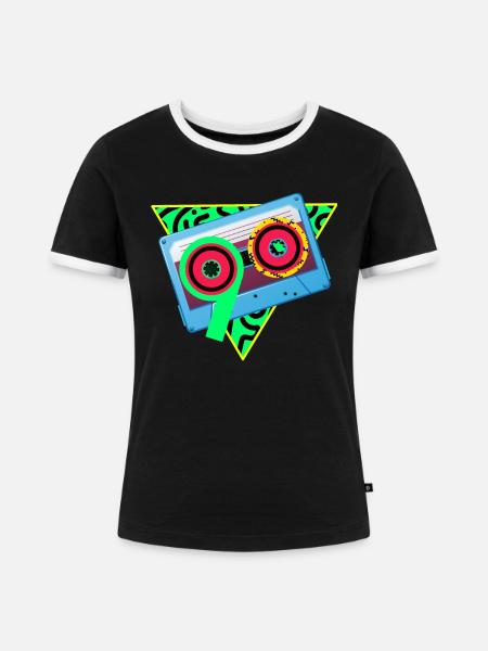 I love the 90s - Frauen Kontrast-T-Shirt - Schwarz/Weiß
