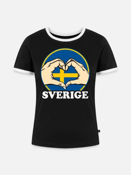 Schweden - Frauen Kontrast-T-Shirt - Schwarz/Weiß