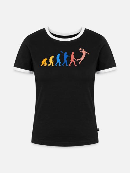 Evolution Basketballer Basketball - Frauen Kontrast-T-Shirt - Schwarz/Weiß