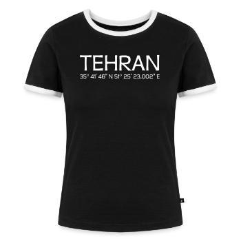 Teheran Tehran Iran Geschenk - Frauen Kontrast-T-Shirt - Schwarz/Weiß - Vorne - Selfina (174cm)
