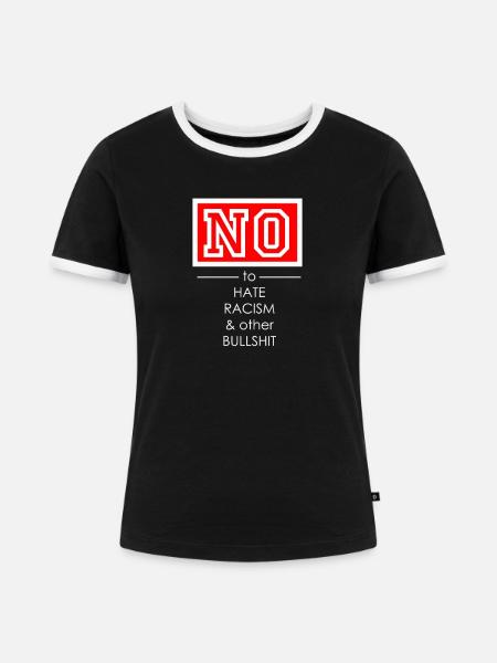 gegen Nazis - Frauen Kontrast-T-Shirt - Schwarz/Weiß
