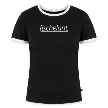 fischelant Sachse lustige sächsische Wörter - Frauen Kontrast-T-Shirt - Schwarz/Weiß - Vorne - Selfina (174cm)