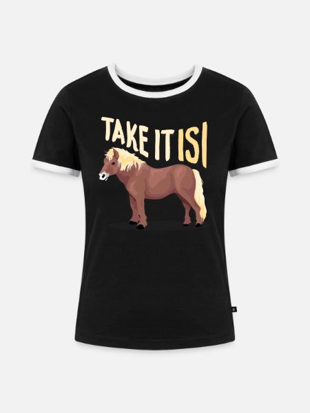 Islandpferd - Frauen Kontrast-T-Shirt - Schwarz/Weiß