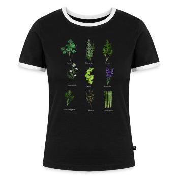 Pflanzen Gärtnerei Kräuter - Frauen Kontrast-T-Shirt - Schwarz/Weiß - Vorne - Selfina (174cm)