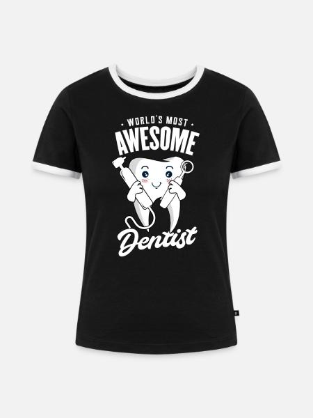 Zahnarzt - Frauen Kontrast-T-Shirt - Schwarz/Weiß