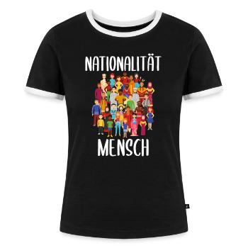 Nationalität Mensch Anti Rassismus No Racism - Frauen Kontrast-T-Shirt - Schwarz/Weiß - Vorne - Selfina (174cm)
