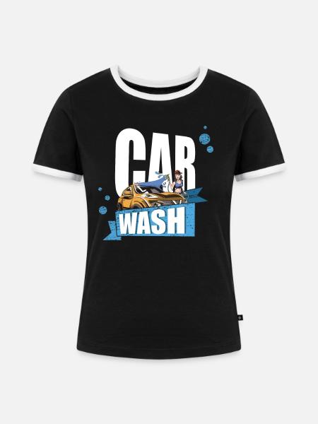 Lass dein Auto glänzen - Frauen Kontrast-T-Shirt - Schwarz/Weiß