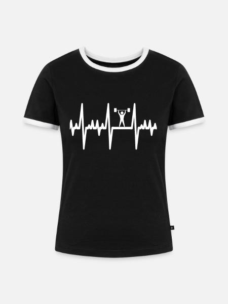 Herzschlag Gewichtheben - Frauen Kontrast-T-Shirt - Schwarz/Weiß