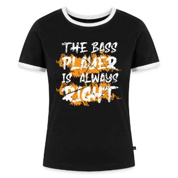 Bass Gitarre Bassist Spieler EADG Bassisten - Frauen Kontrast-T-Shirt - Schwarz/Weiß - Vorne - Selfina (174cm)