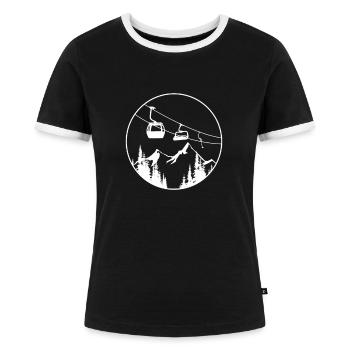 Ski Skilift Gondel Winter Geschenk - Frauen Kontrast-T-Shirt - Schwarz/Weiß - Vorne - Selfina (174cm)