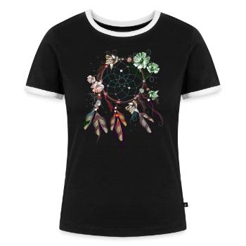 Traumfänger - Frauen Kontrast-T-Shirt - Schwarz/Weiß - Vorne - Selfina (174cm)